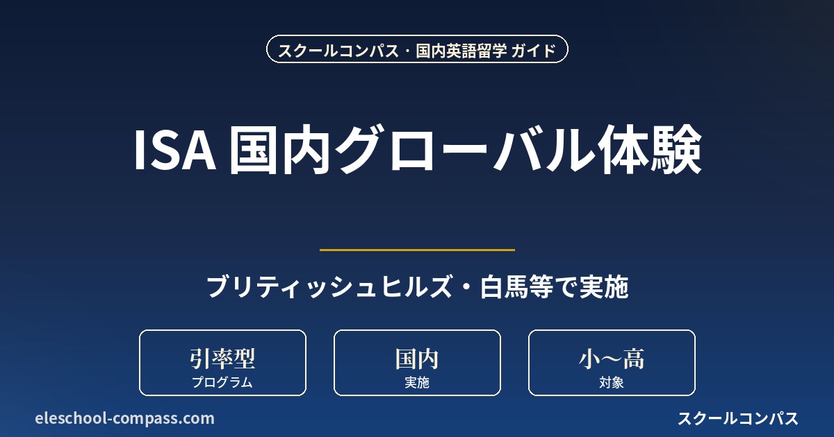 ISA国内グローバル体験プログラム完全ガイド 2026｜1970年創業・延べ80