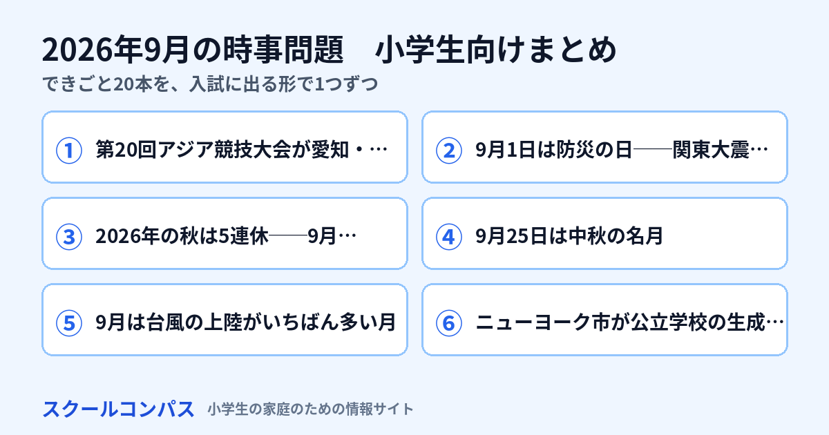 2026年9月の時事問題まとめ