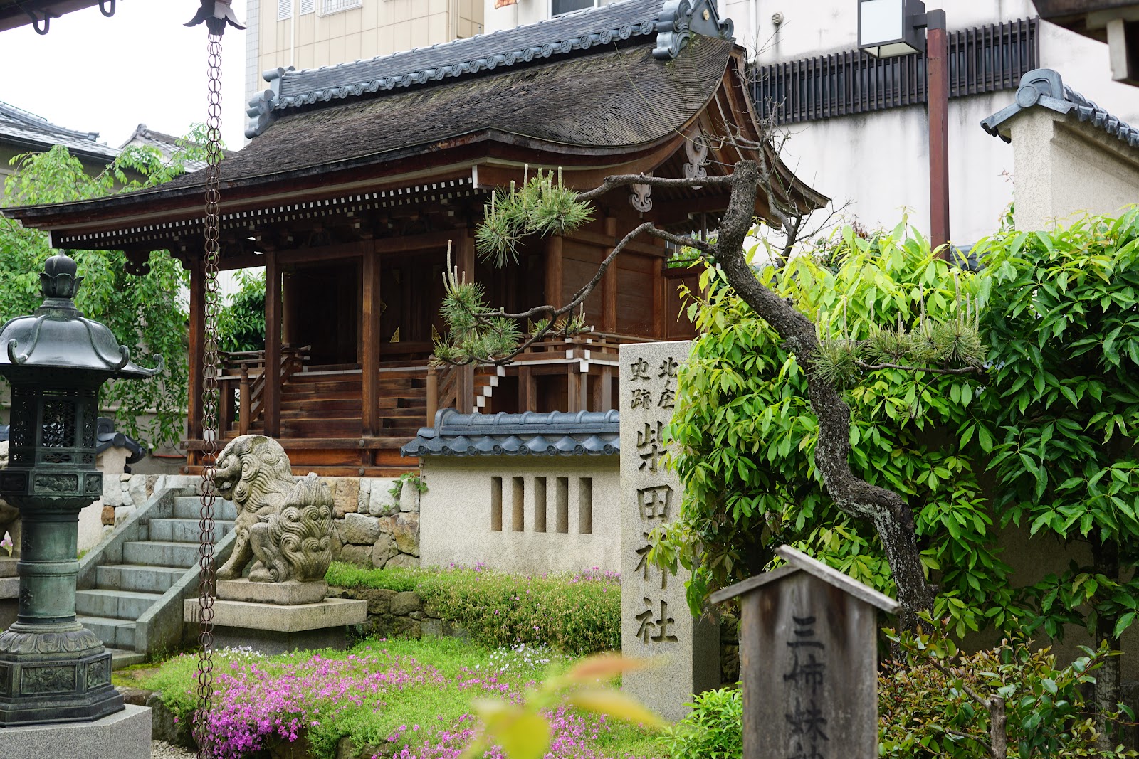 北庄城の跡に建つ福井市の柴田神社のようす